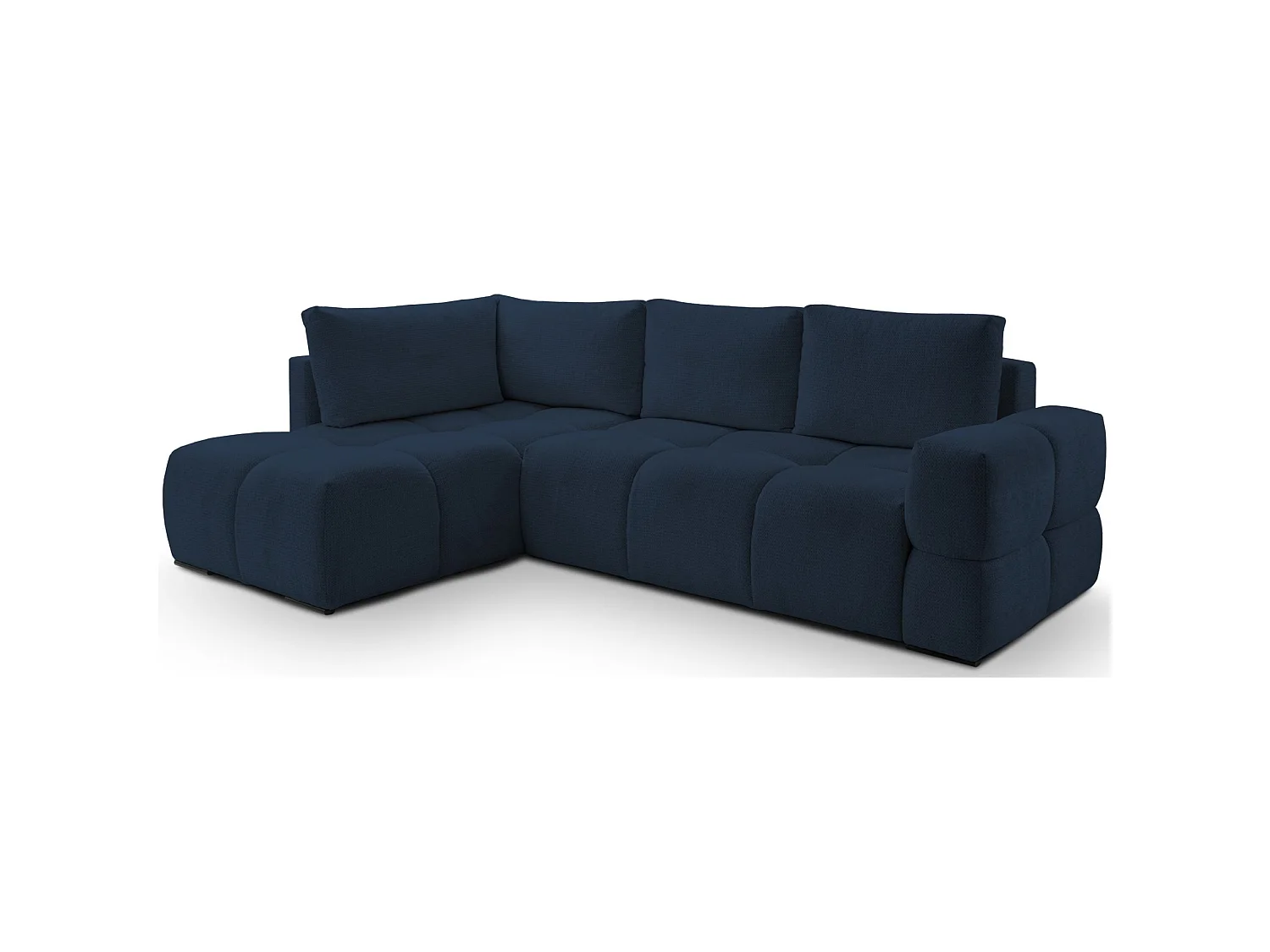 Hoekbedbank met chenillebekleding – slaapfunctie en opbergruimte – marineblauw – omkeerbaar – TAREMI
