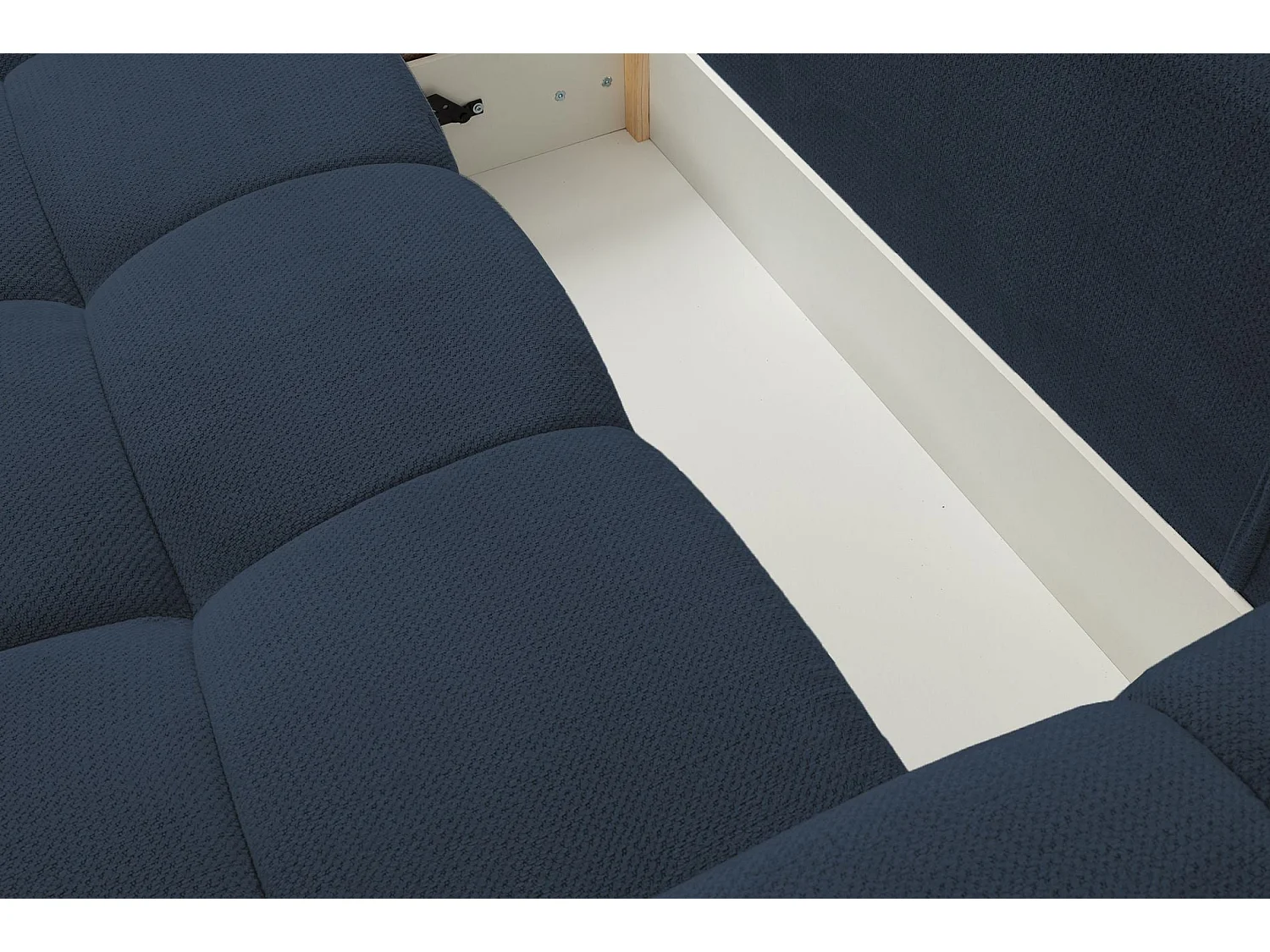 Hoekbedbank met chenillebekleding – slaapfunctie en opbergruimte – marineblauw – omkeerbaar – TAREMI