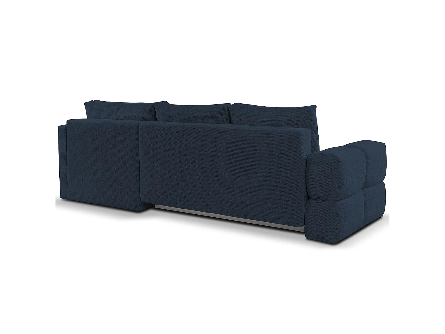 Hoekbedbank met chenillebekleding – slaapfunctie en opbergruimte – marineblauw – omkeerbaar – TAREMI