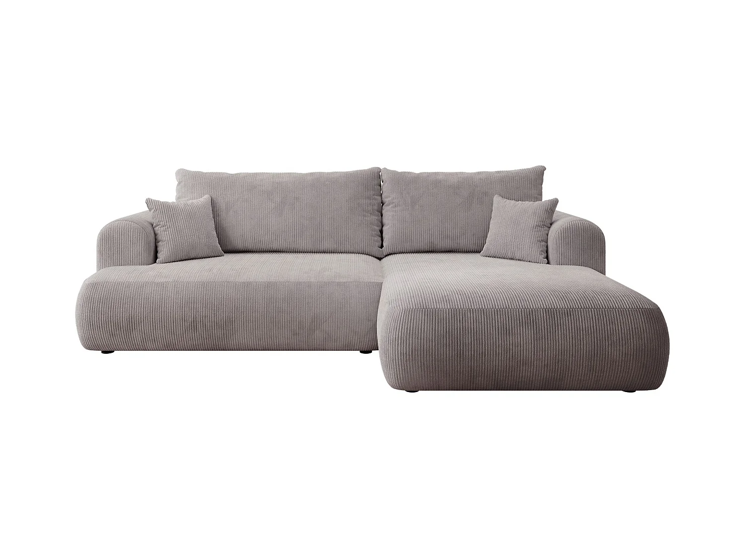 Canapé d’angle en velours côtelé – convertible avec coffre de rangement – gris clair – droit – OVO CORD