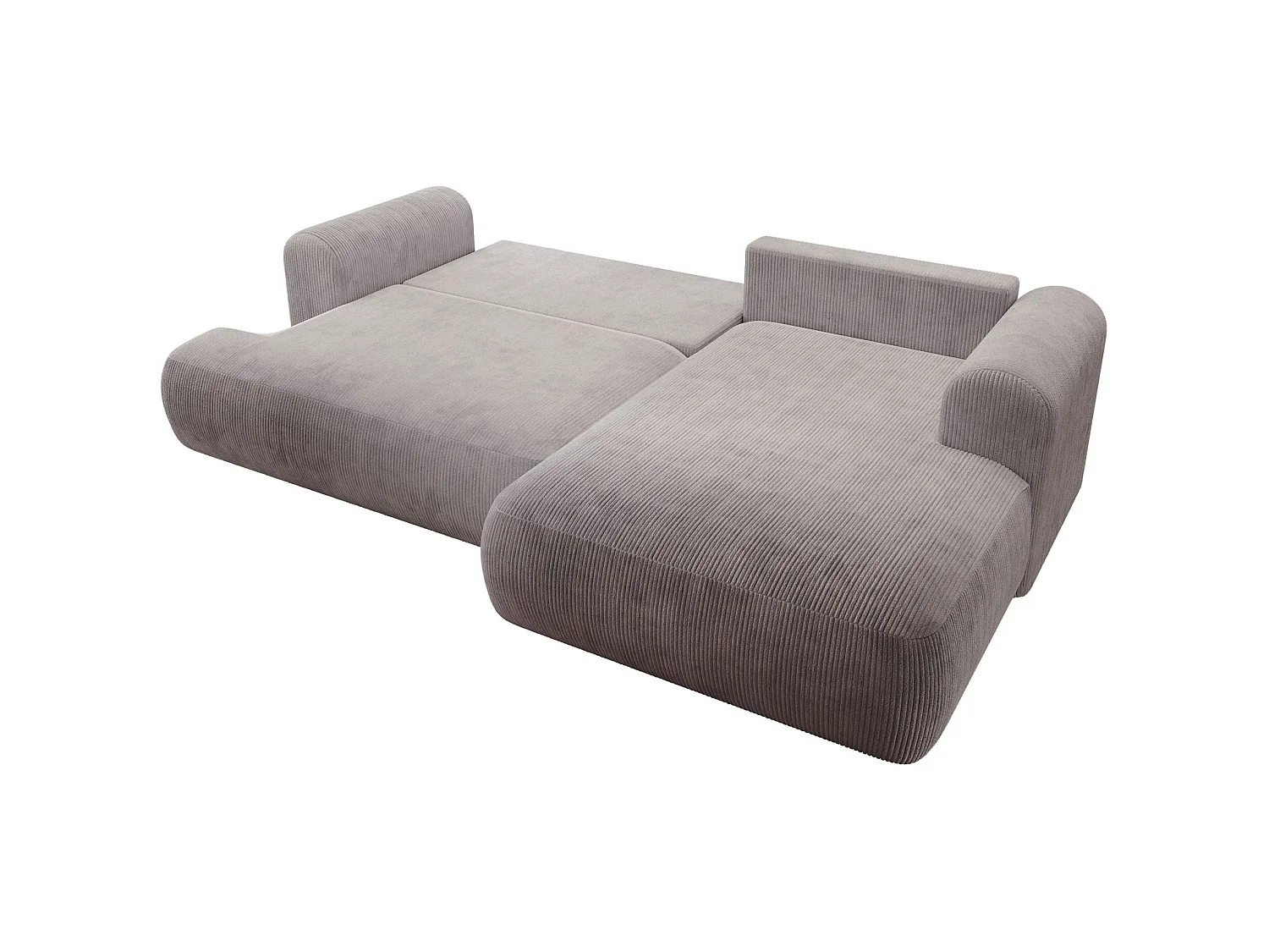 Ecksofa mit Cordbezug – Schlaffunktion und Stauraum – Hellgrau – rechts – OVO CORD