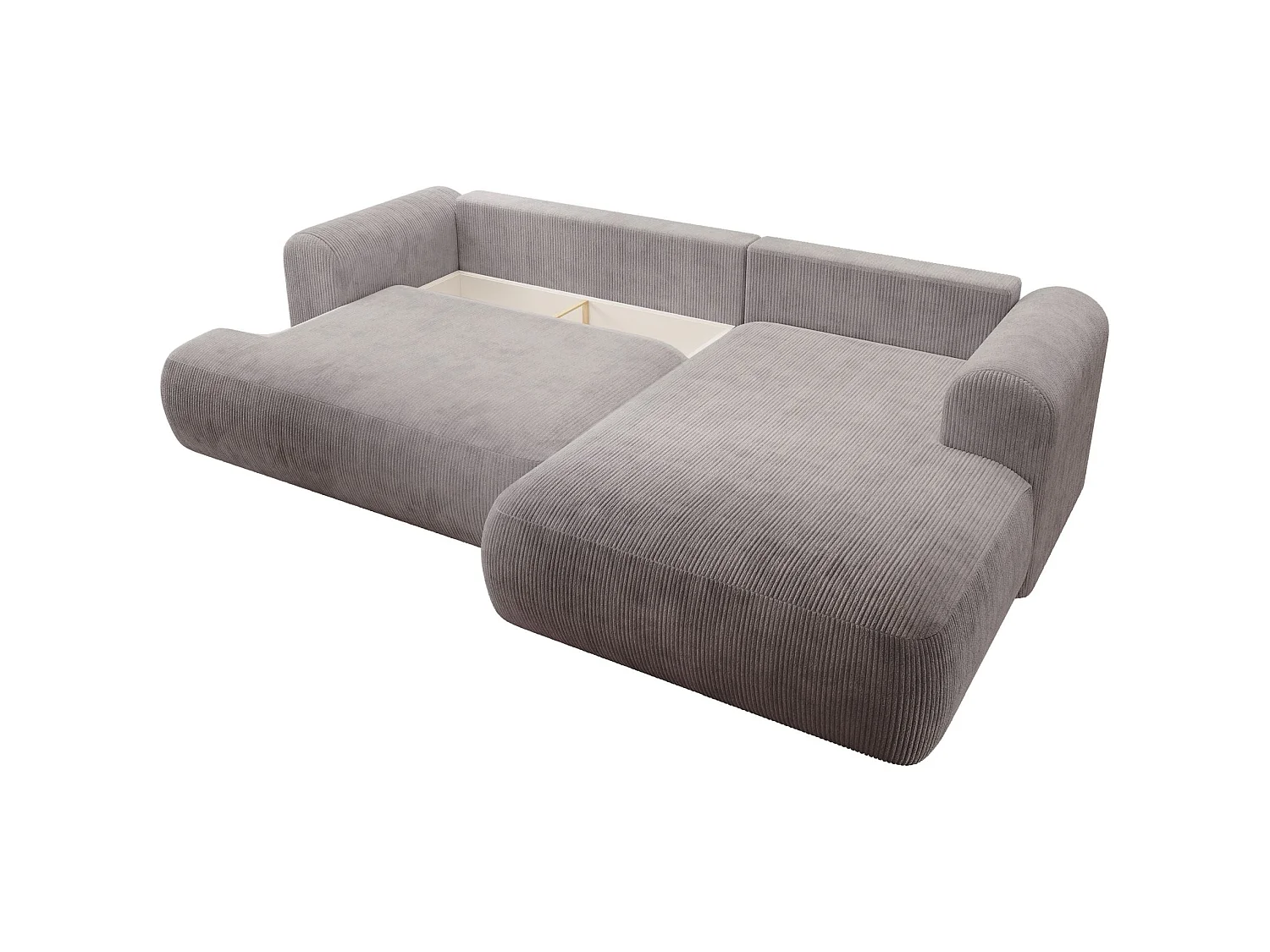 Ecksofa mit Cordbezug – Schlaffunktion und Stauraum – Hellgrau – rechts – OVO CORD