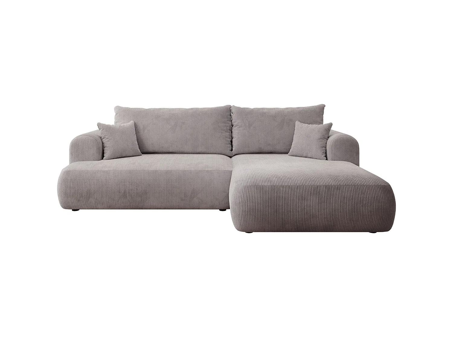 Ecksofa mit Cordbezug – Schlaffunktion und Stauraum – Hellgrau – rechts – OVO CORD
