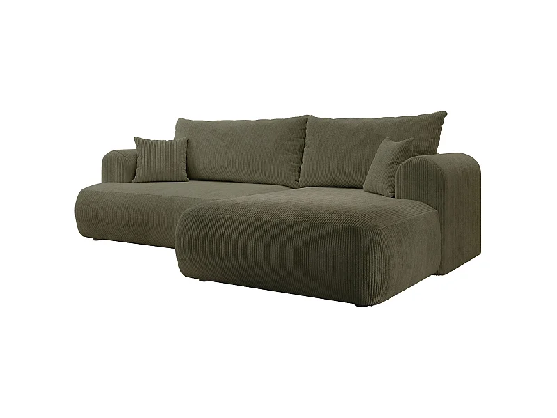 Ecksofa mit Cordbezug – Schlaffunktion und Stauraum – Olivgrün – rechts – OVO CORD