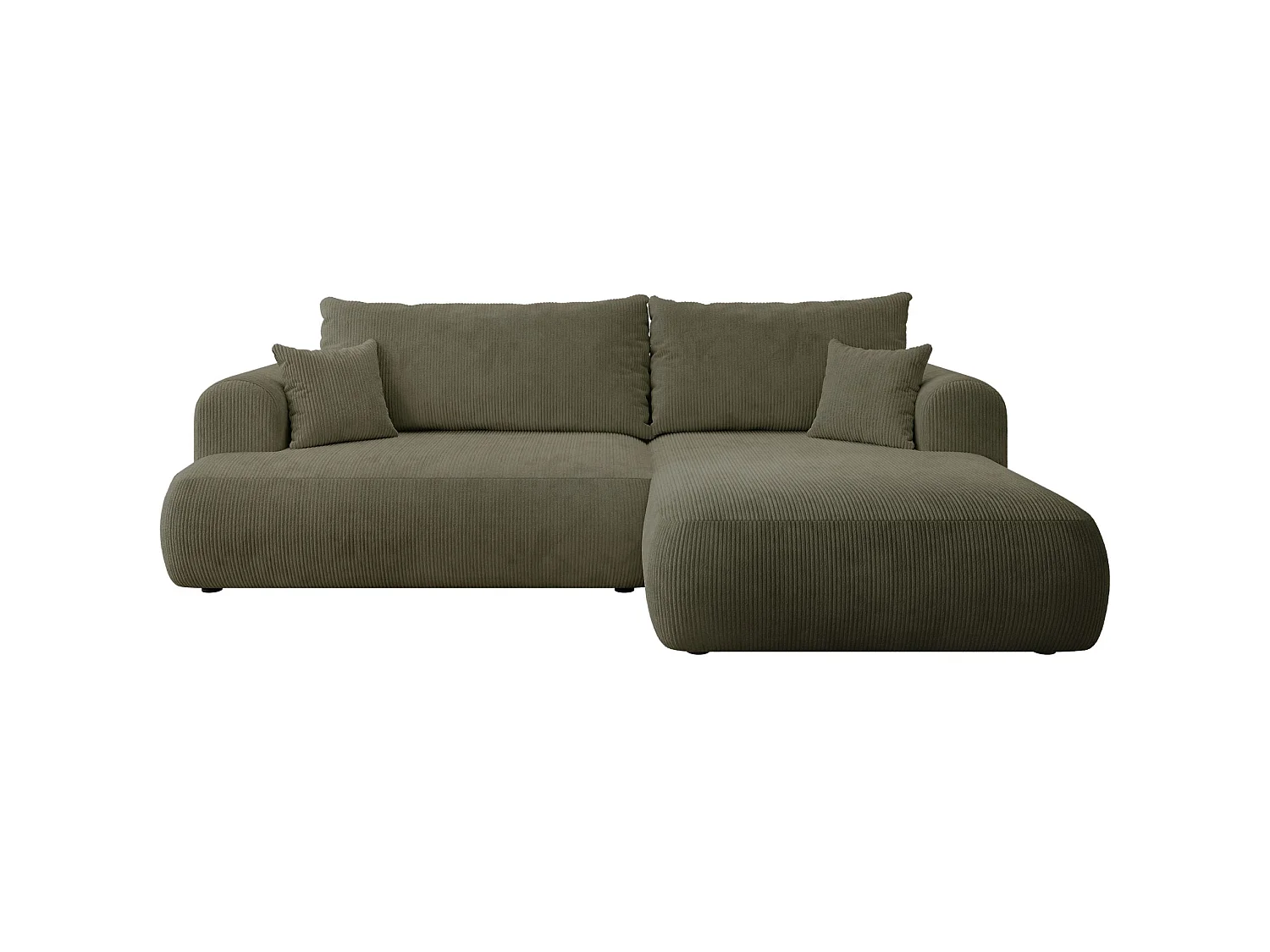 Ecksofa mit Cordbezug – Schlaffunktion und Stauraum – Olivgrün – rechts – OVO CORD