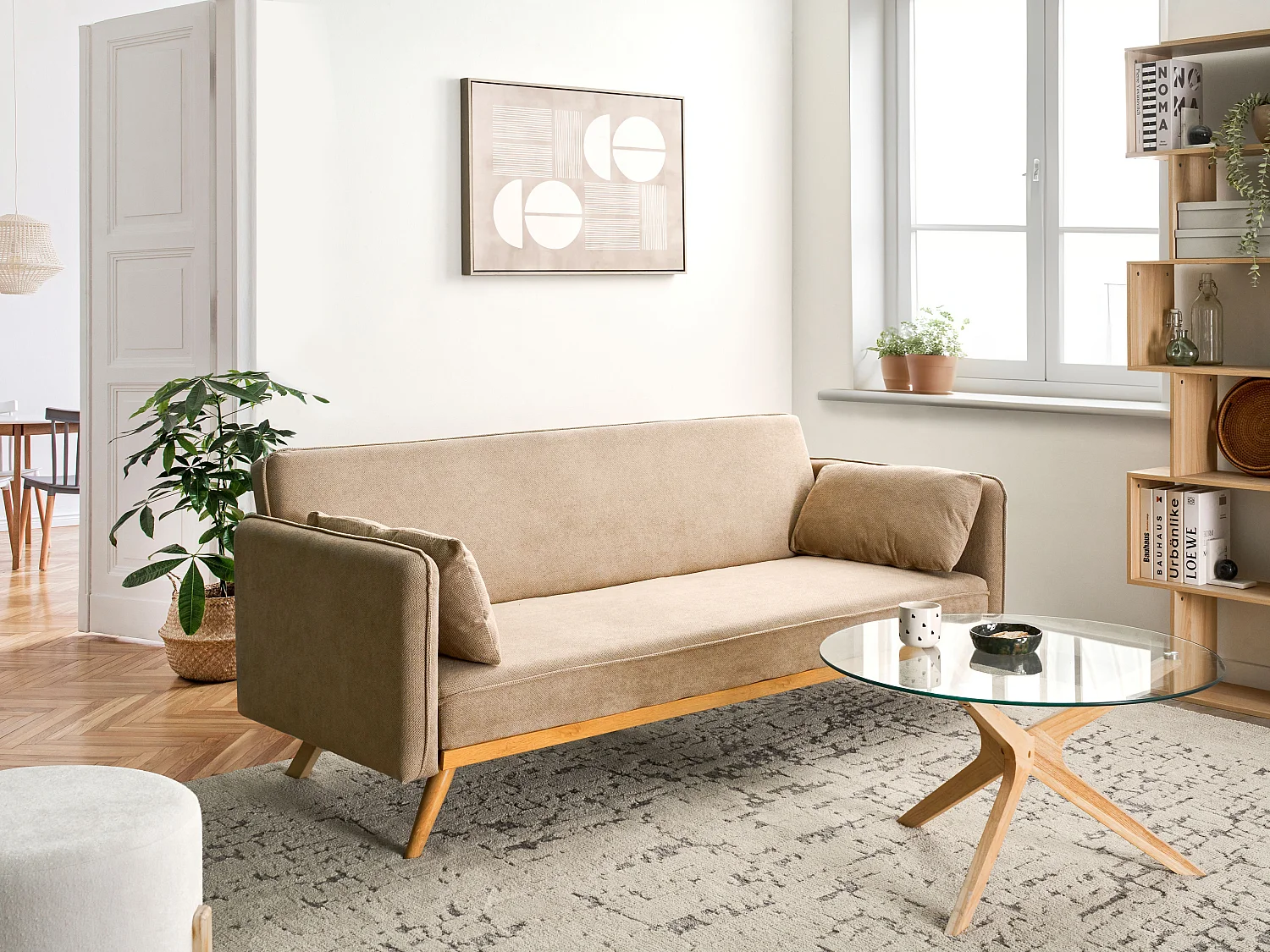 Canapé-lit ASAA Tissu Marron clair