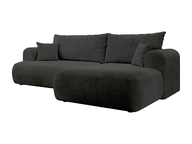 Ecksofa mit Cordbezug – Schlaffunktion und Stauraum – Dunkelgrau – rechts – OVO CORD