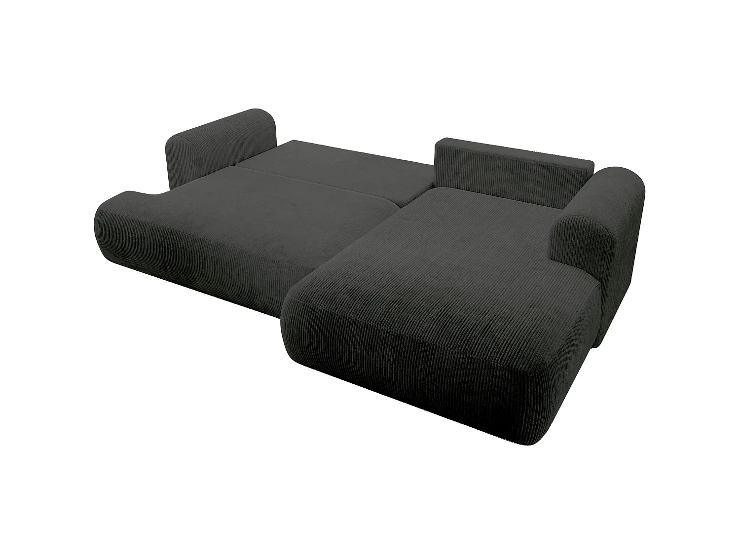 Ecksofa mit Cordbezug – Schlaffunktion und Stauraum – Dunkelgrau – rechts – OVO CORD