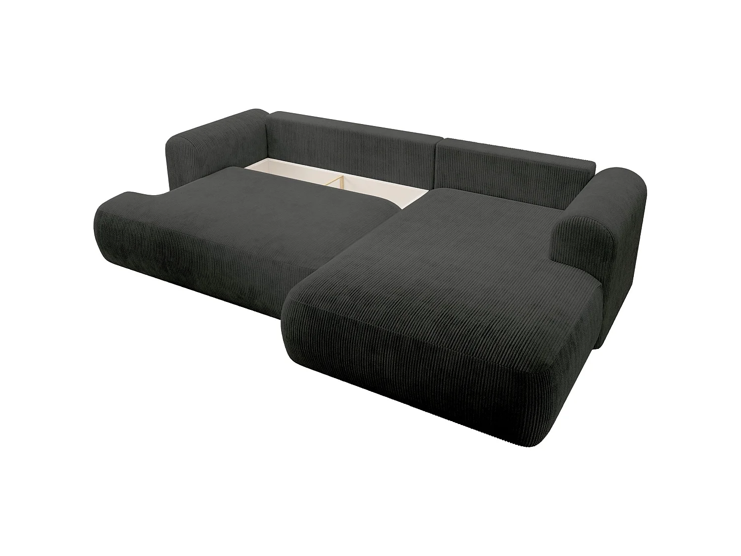 Ecksofa mit Cordbezug – Schlaffunktion und Stauraum – Dunkelgrau – rechts – OVO CORD