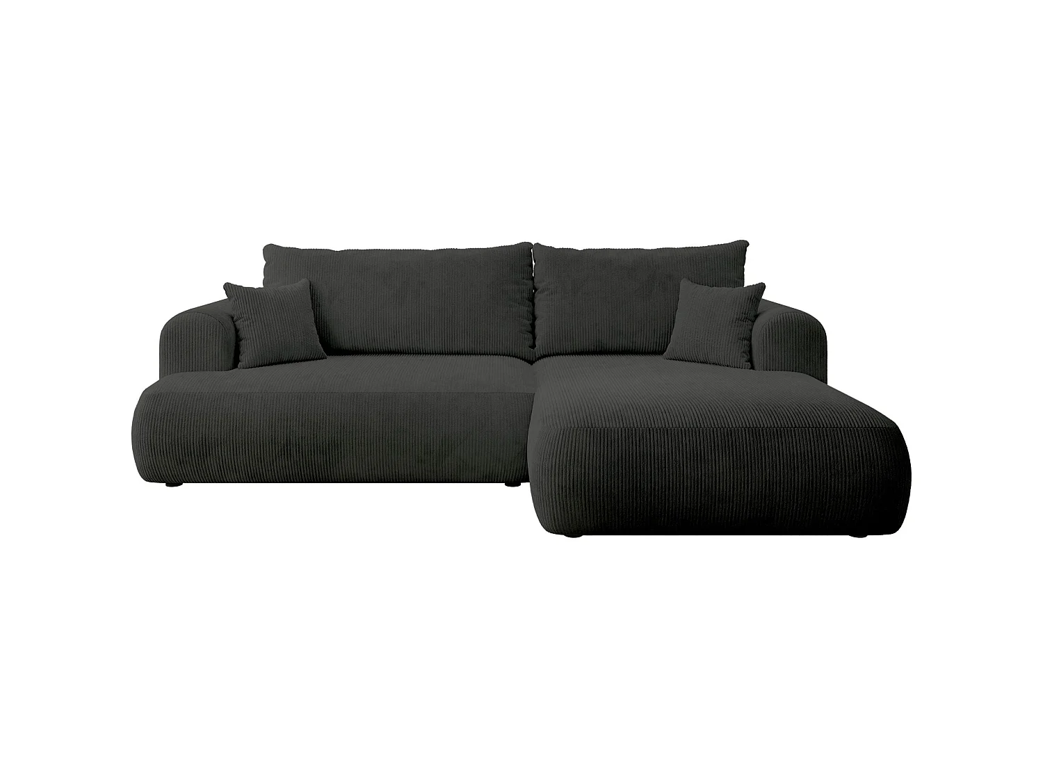 Ecksofa mit Cordbezug – Schlaffunktion und Stauraum – Dunkelgrau – rechts – OVO CORD