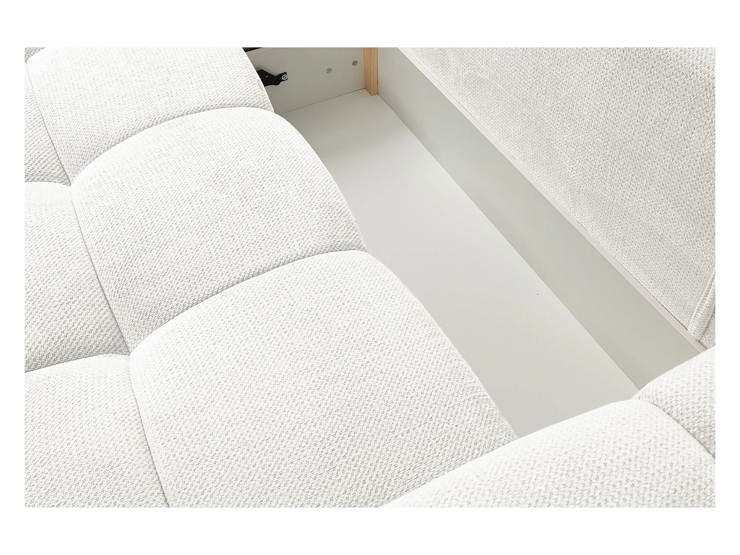 Canapé d’angle en chenille – convertible avec coffre de rangement – blanc – réversible – TAREMI