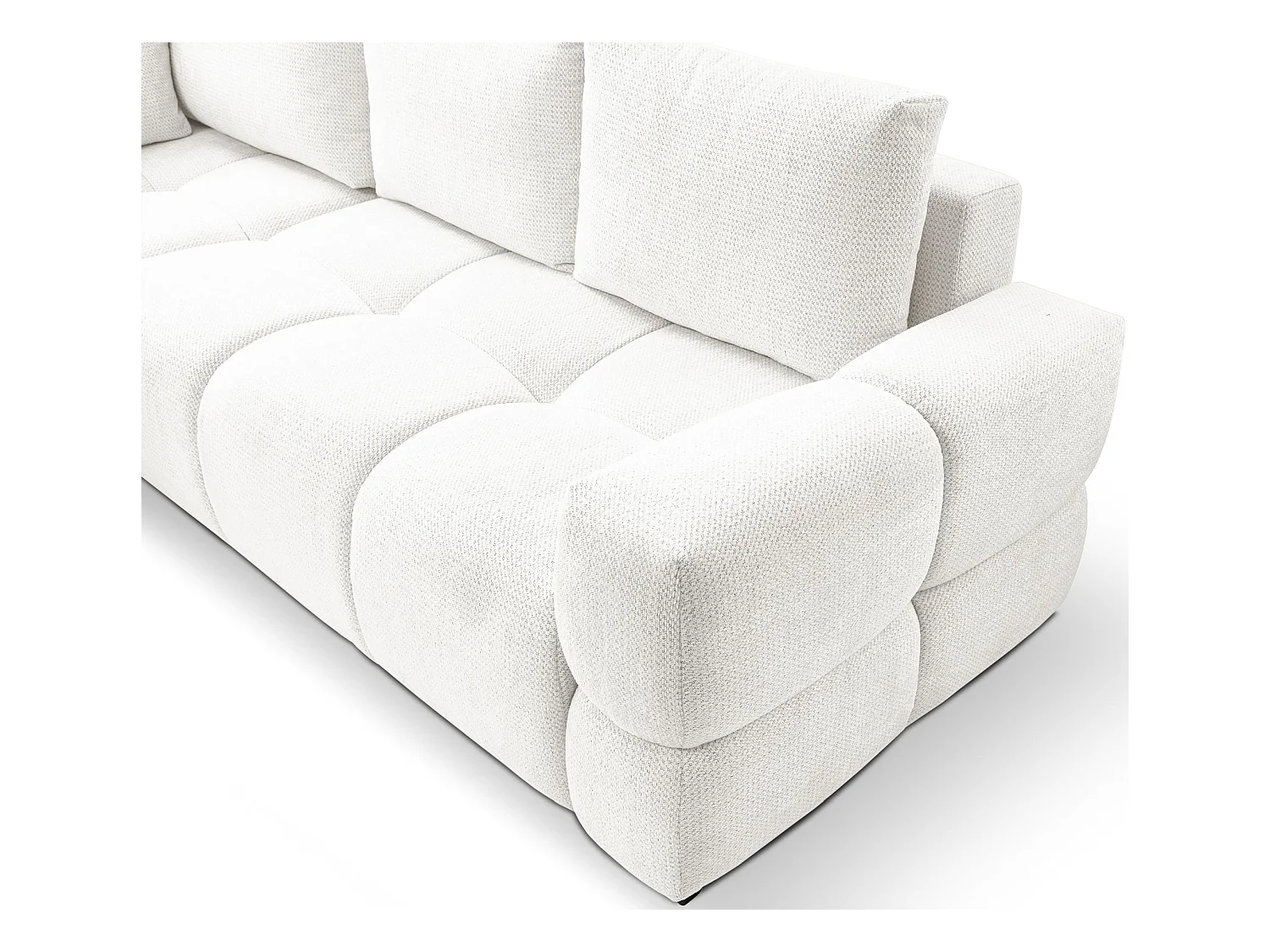 Canapé d’angle en chenille – convertible avec coffre de rangement – blanc – réversible – TAREMI