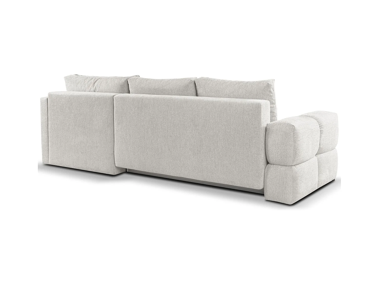 Canapé d’angle en chenille – convertible avec coffre de rangement – blanc – réversible – TAREMI