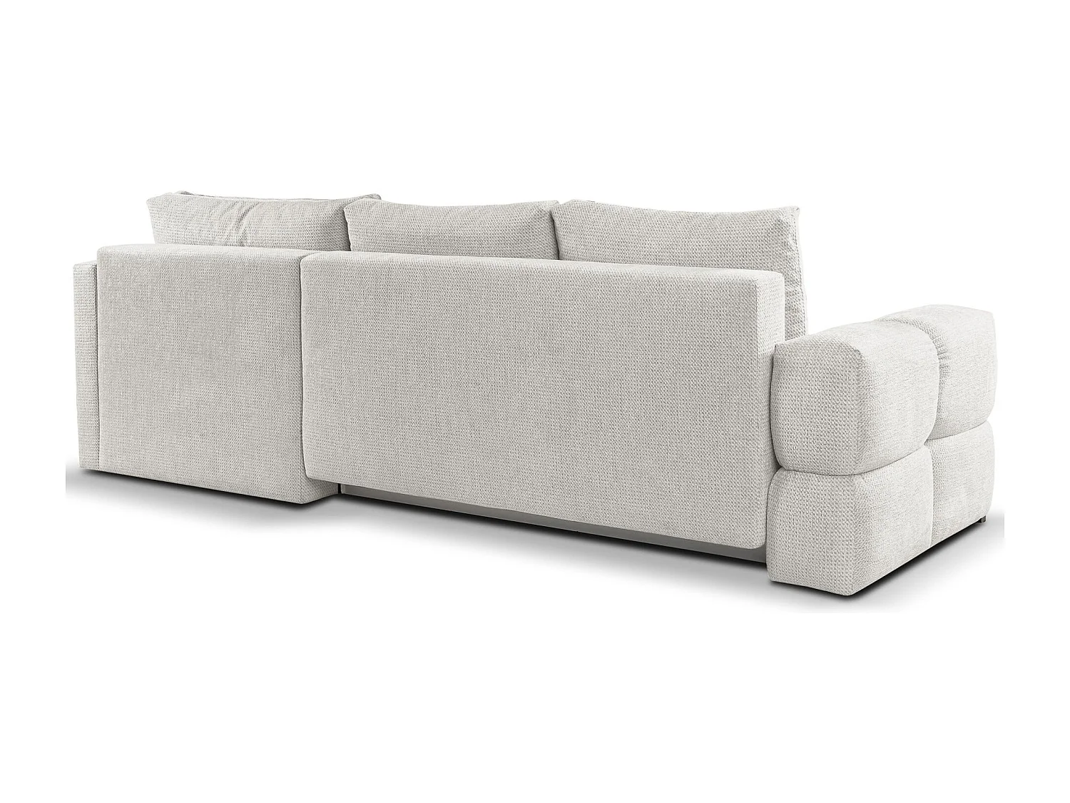 Canapé d’angle en chenille – convertible avec coffre de rangement – blanc – réversible – TAREMI