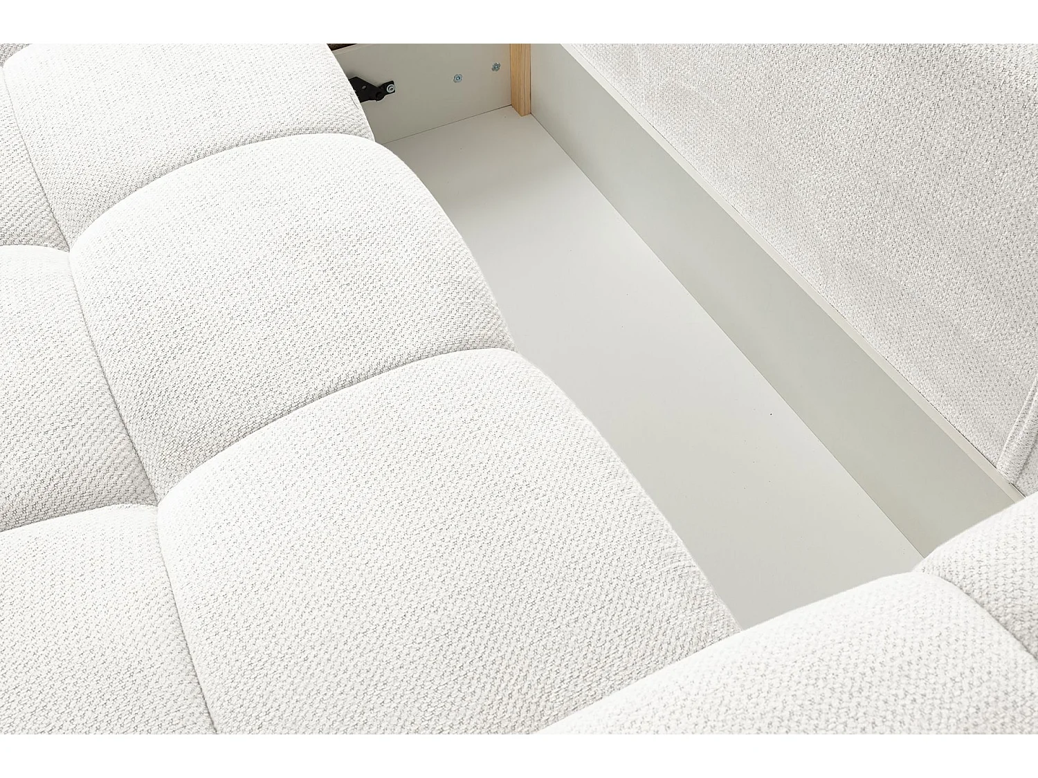 Canapé d’angle en chenille – convertible avec coffre de rangement – blanc – réversible – TAREMI