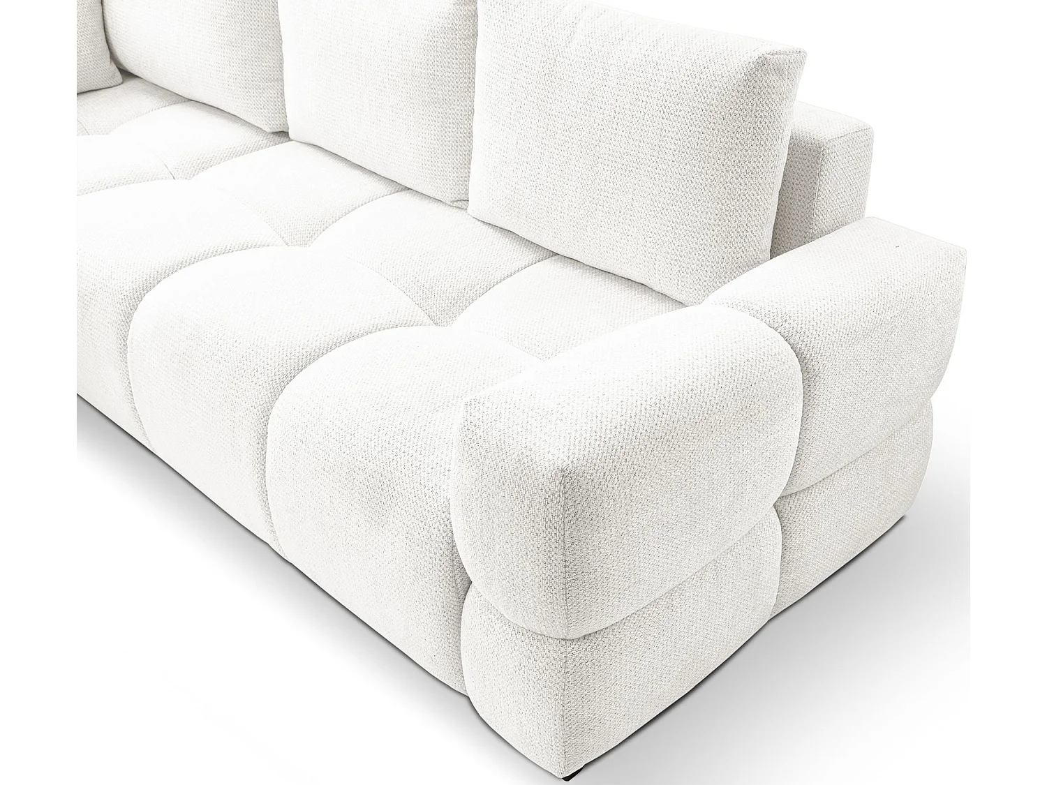 Canapé d’angle en chenille – convertible avec coffre de rangement – blanc – réversible – TAREMI