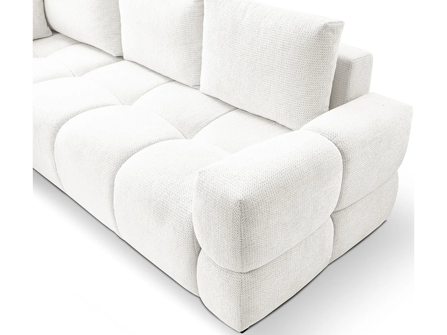Hoekbedbank met chenillebekleding – slaapfunctie en opbergruimte – wit – omkeerbaar – TAREMI