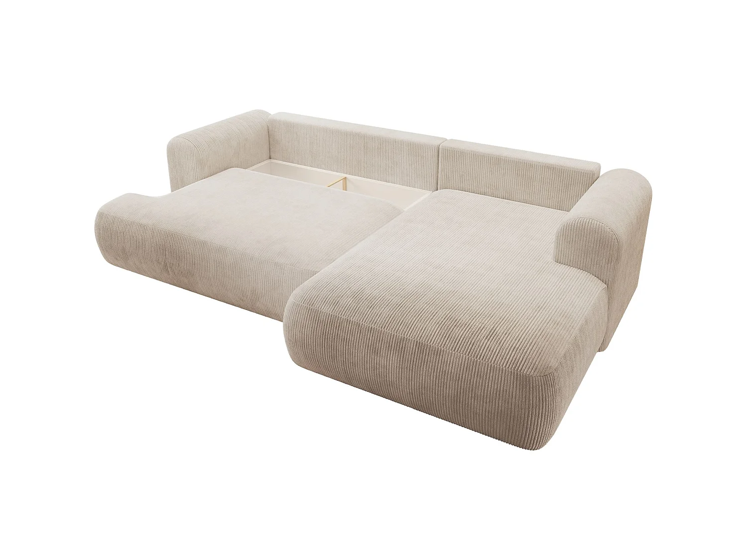 Ecksofa mit Cordbezug – Schlaffunktion und Stauraum – Hellbeige – rechts – OVO CORD