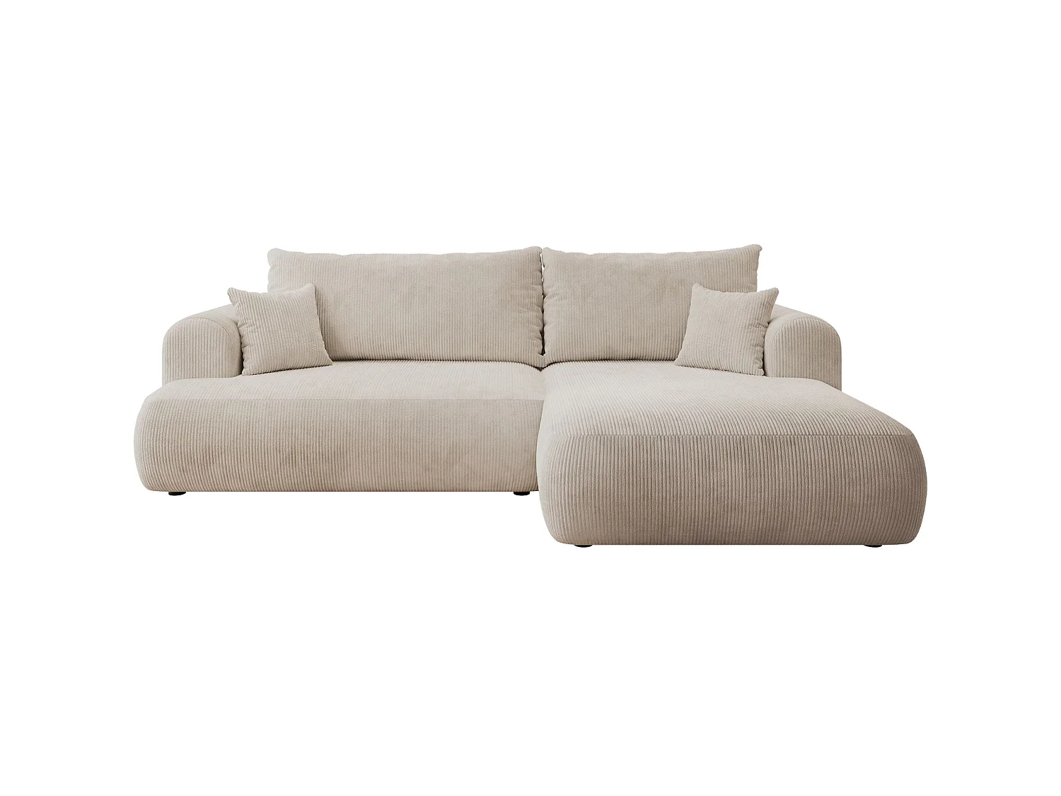 Ecksofa mit Cordbezug – Schlaffunktion und Stauraum – Hellbeige – rechts – OVO CORD