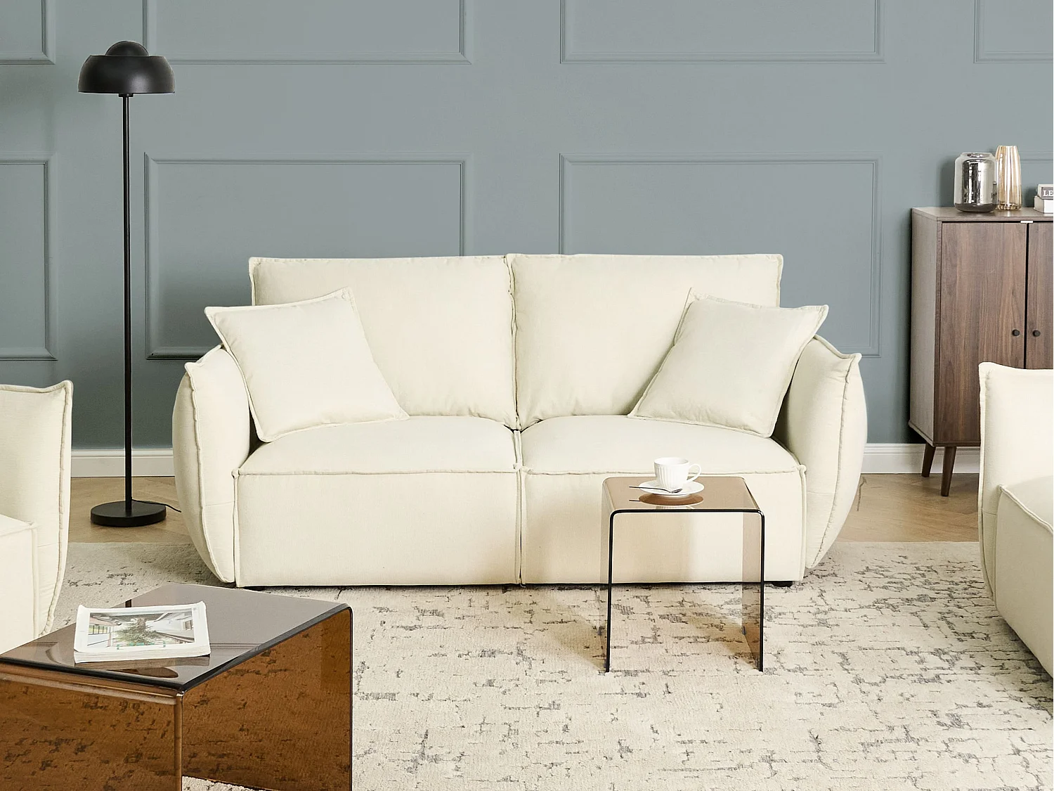 Canapé 3 places KUNES Tissu Beige clair