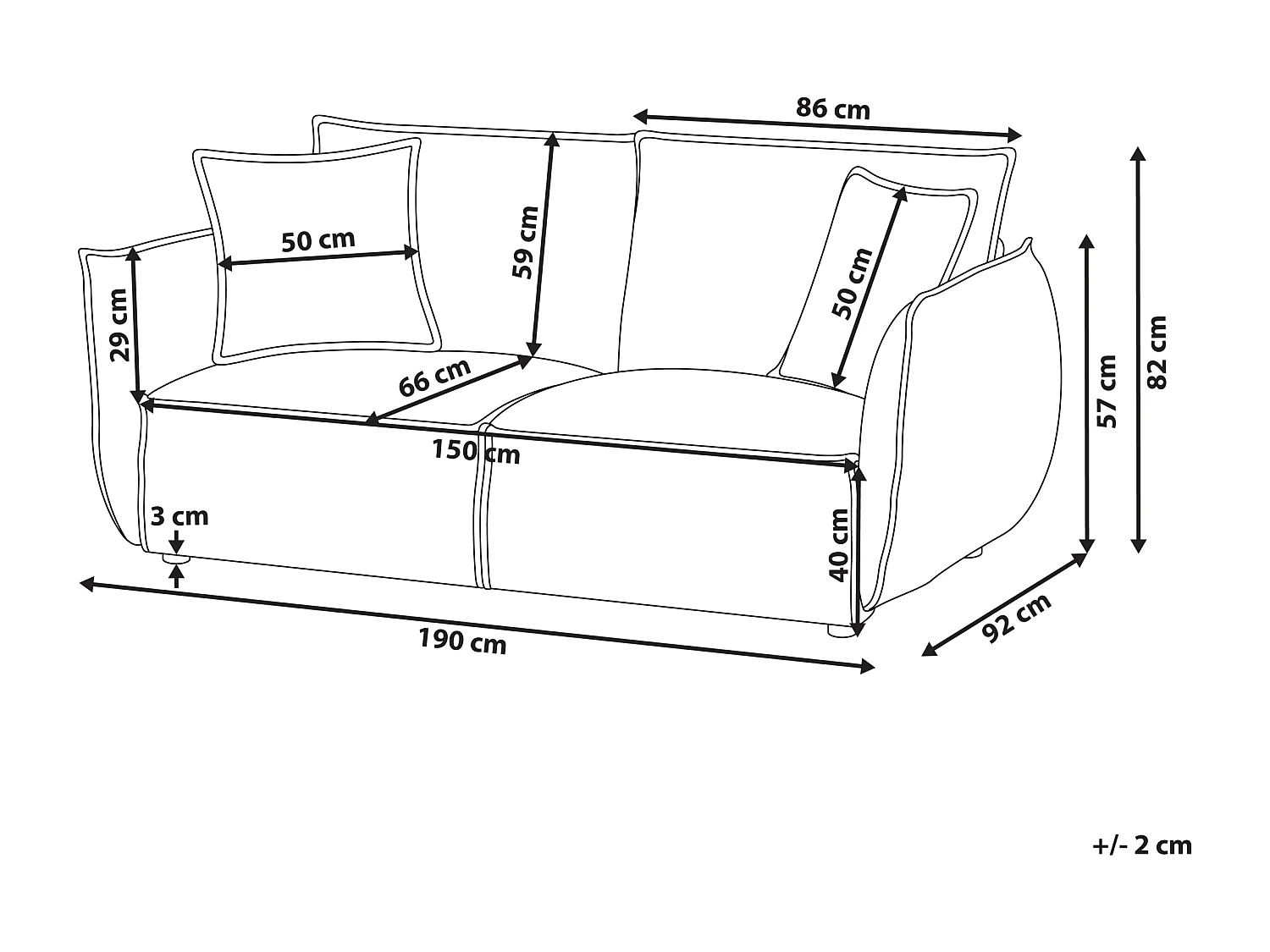 Canapé 3 places KUNES Tissu Beige clair
