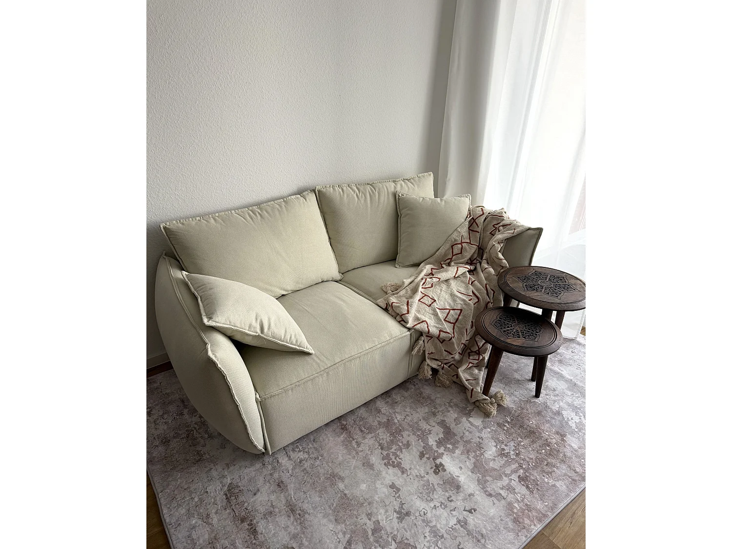 Sofa 3 Seater KUNES Fabric Light Beige