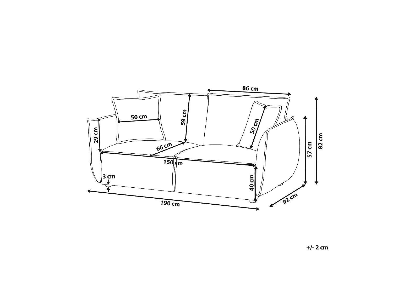Sofa 3 Seater KUNES Fabric Light Beige