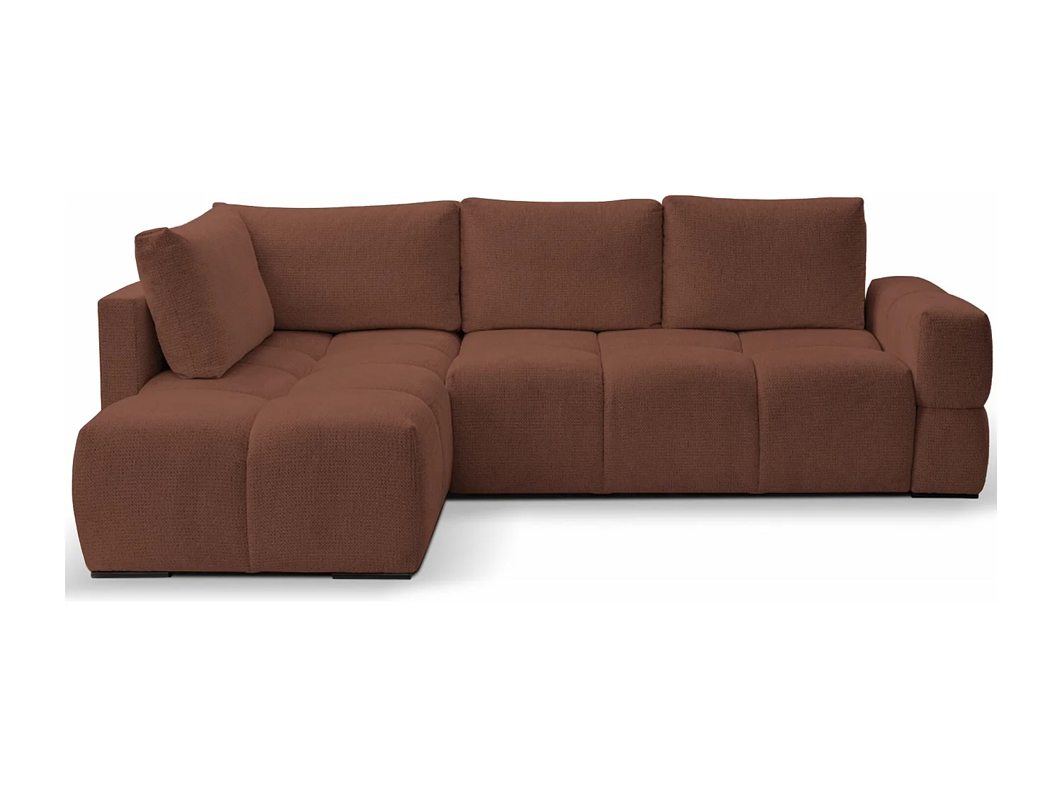 Canapé d’angle en chenille – convertible avec coffre de rangement – cuivre – réversible – TAREMI