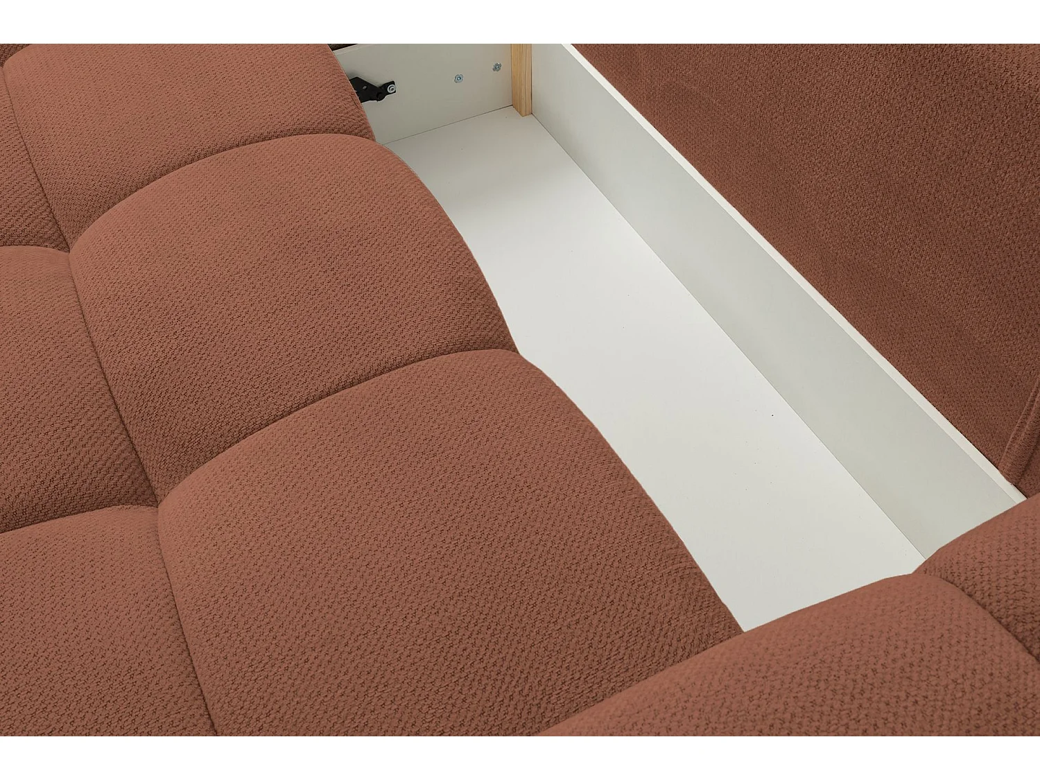 Canapé d’angle en chenille – convertible avec coffre de rangement – cuivre – réversible – TAREMI