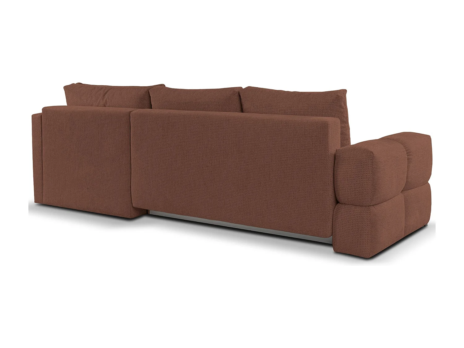 Canapé d’angle en chenille – convertible avec coffre de rangement – cuivre – réversible – TAREMI