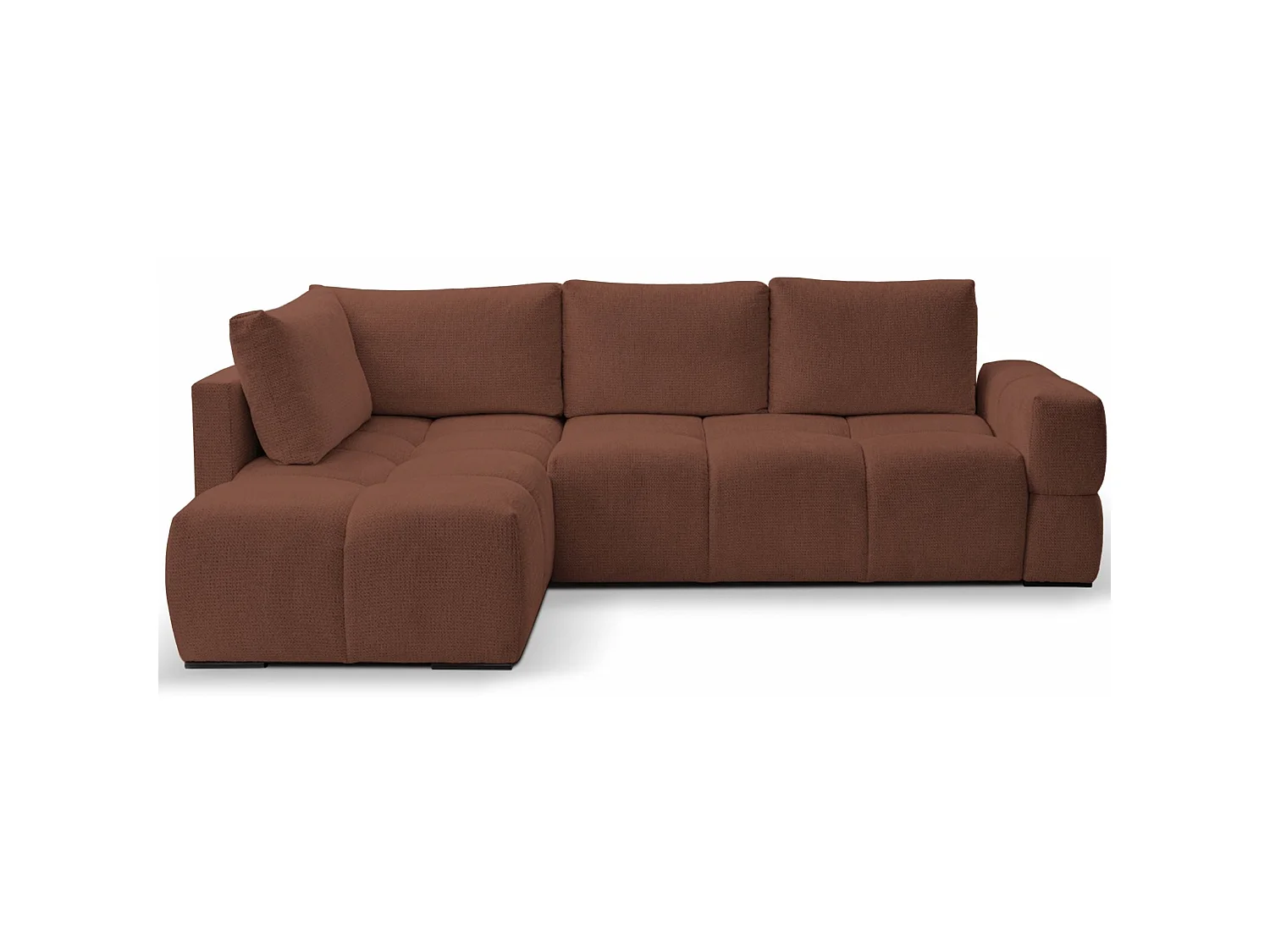 Hoekbedbank met chenillebekleding – slaapfunctie en opbergruimte – koper – omkeerbaar – TAREMI