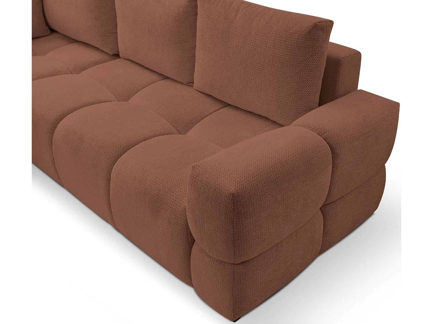 Hoekbedbank met chenillebekleding – slaapfunctie en opbergruimte – koper – omkeerbaar – TAREMI