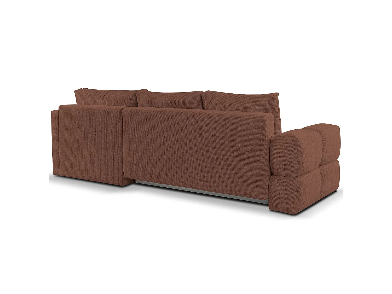 Hoekbedbank met chenillebekleding – slaapfunctie en opbergruimte – koper – omkeerbaar – TAREMI