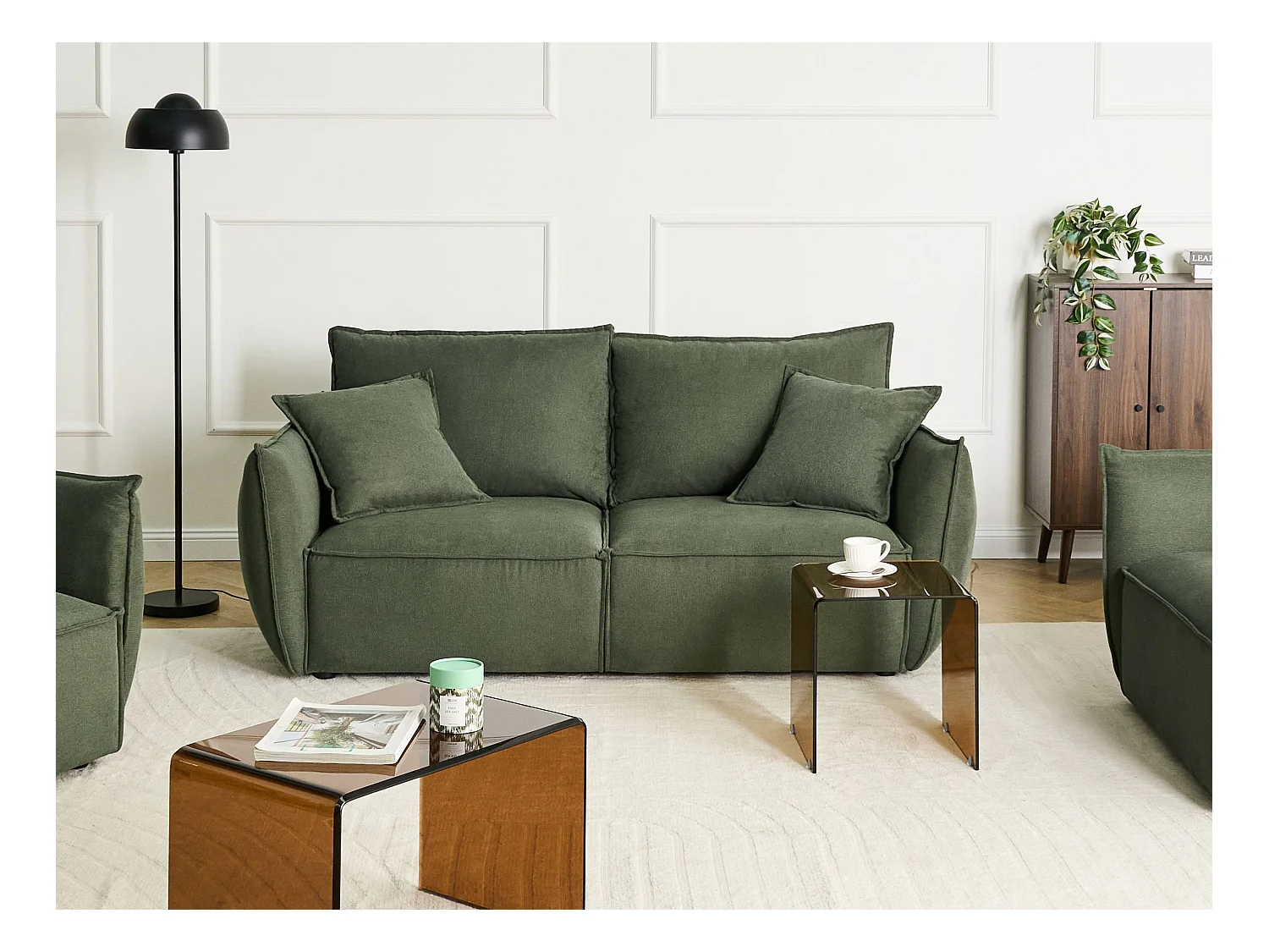 Canapé 3 places KUNES Tissu Vert