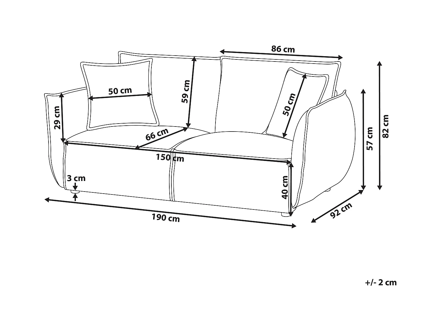 Canapé 3 places KUNES Tissu Vert