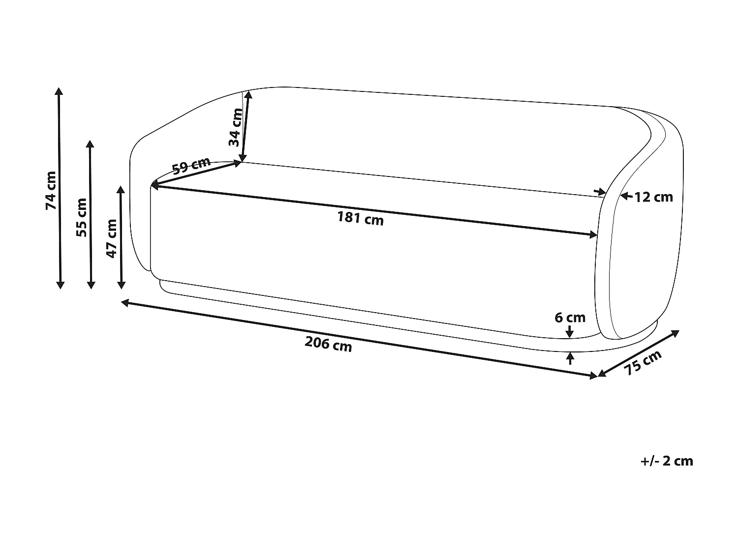 Canapé 2 places SIPO Bouclé Beige