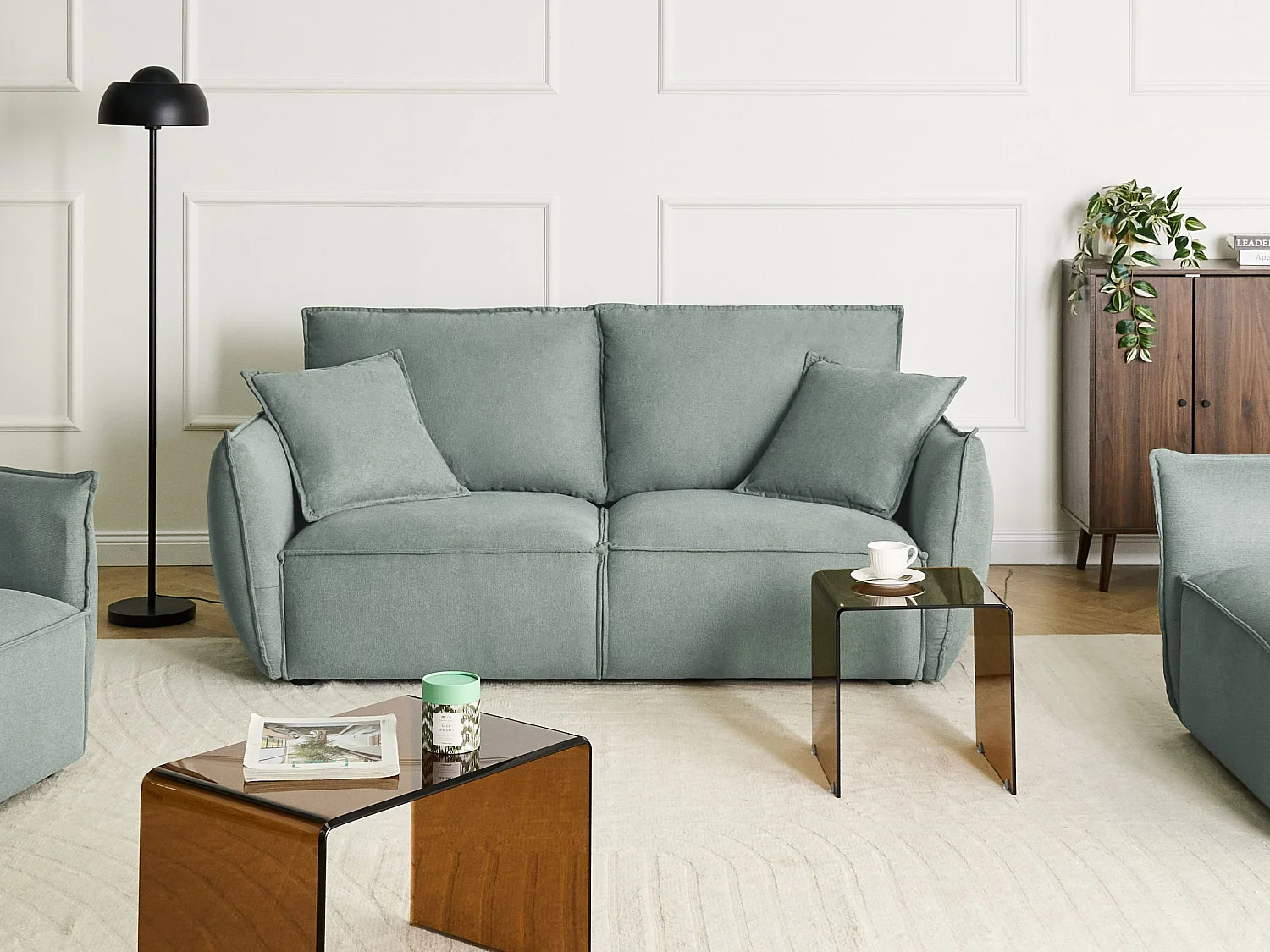 Canapé 3 places KUNES Tissu Vert clair