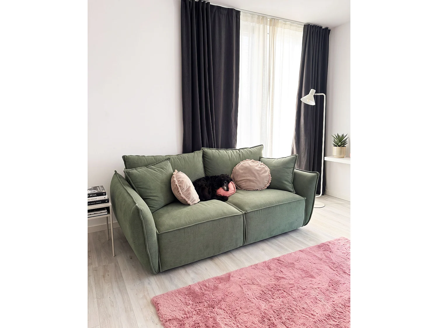 Sofa 3 Seater KUNES Fabric Light Green