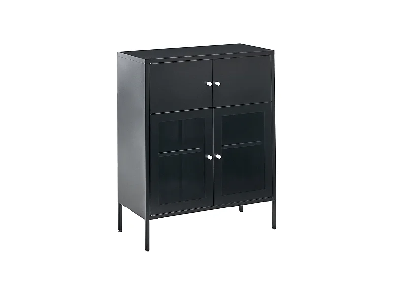 Buffet avec vitrine en verre ESHOLT Métal 80 cm Noir