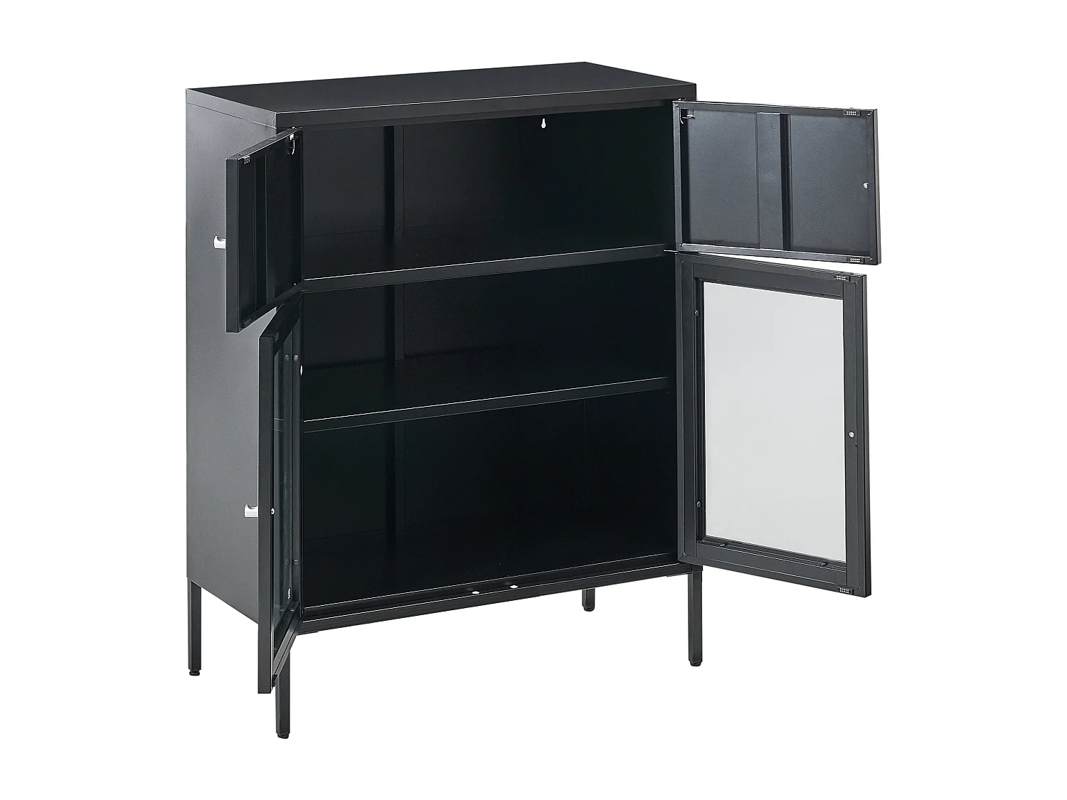 Buffet avec vitrine en verre ESHOLT Métal 80 cm Noir
