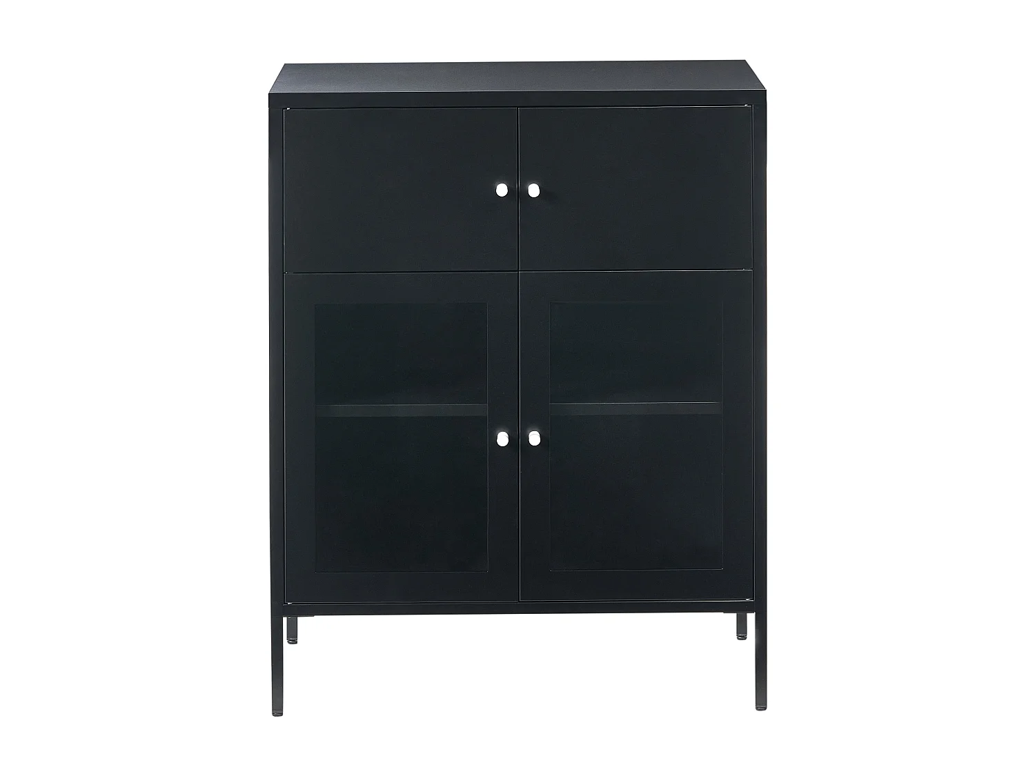 Buffet avec vitrine en verre ESHOLT Métal 80 cm Noir