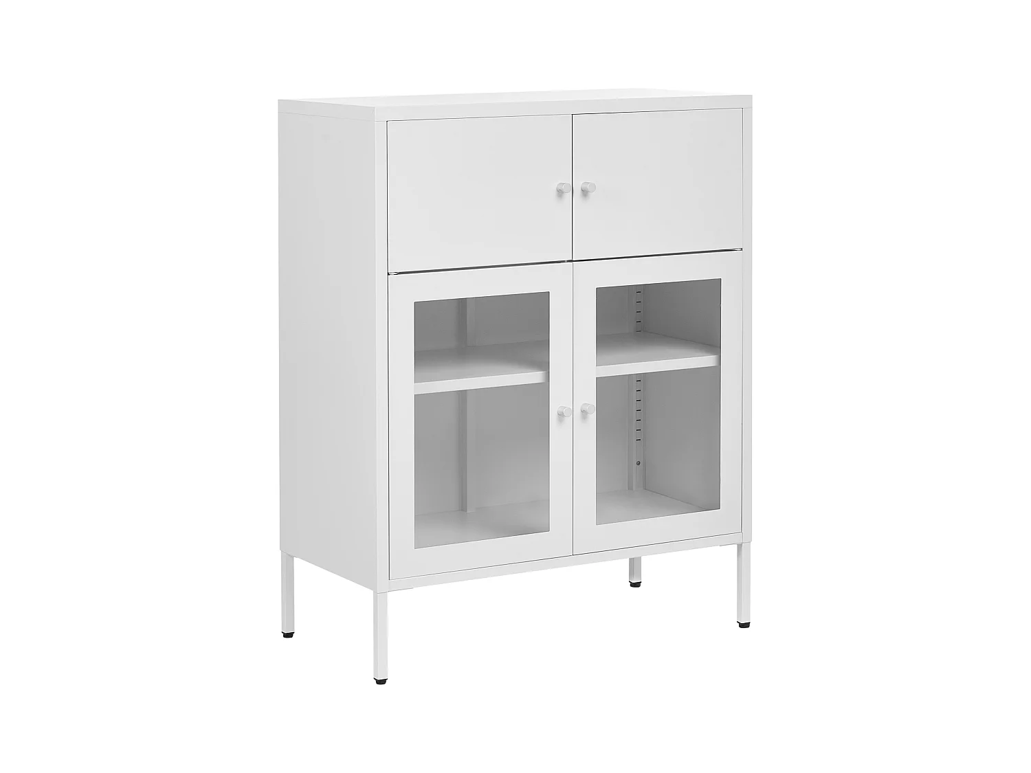 Buffet avec vitrine en verre ESHOLT Métal 80 cm Blanc