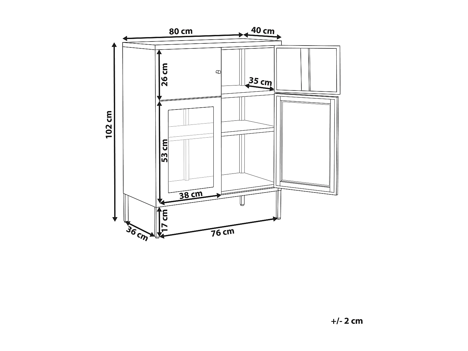Buffet avec vitrine en verre ESHOLT Métal 80 cm Blanc