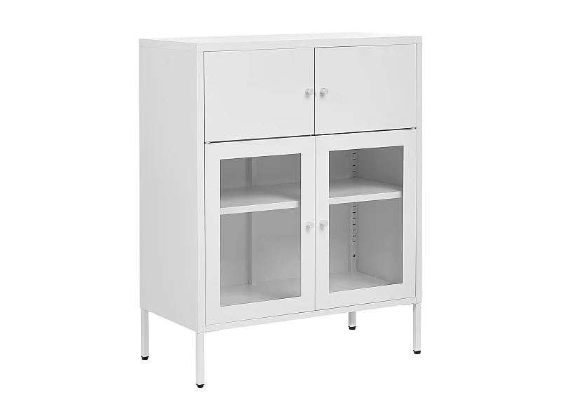 Buffet avec vitrine en verre ESHOLT Métal 80 cm Blanc