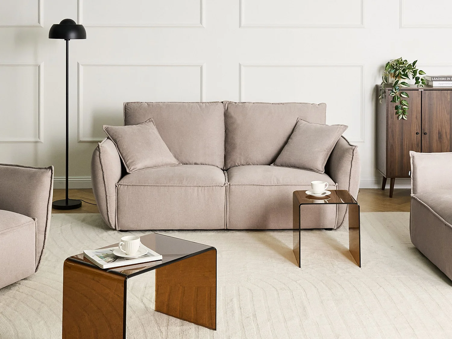 Canapé 3 places KUNES Tissu Taupe