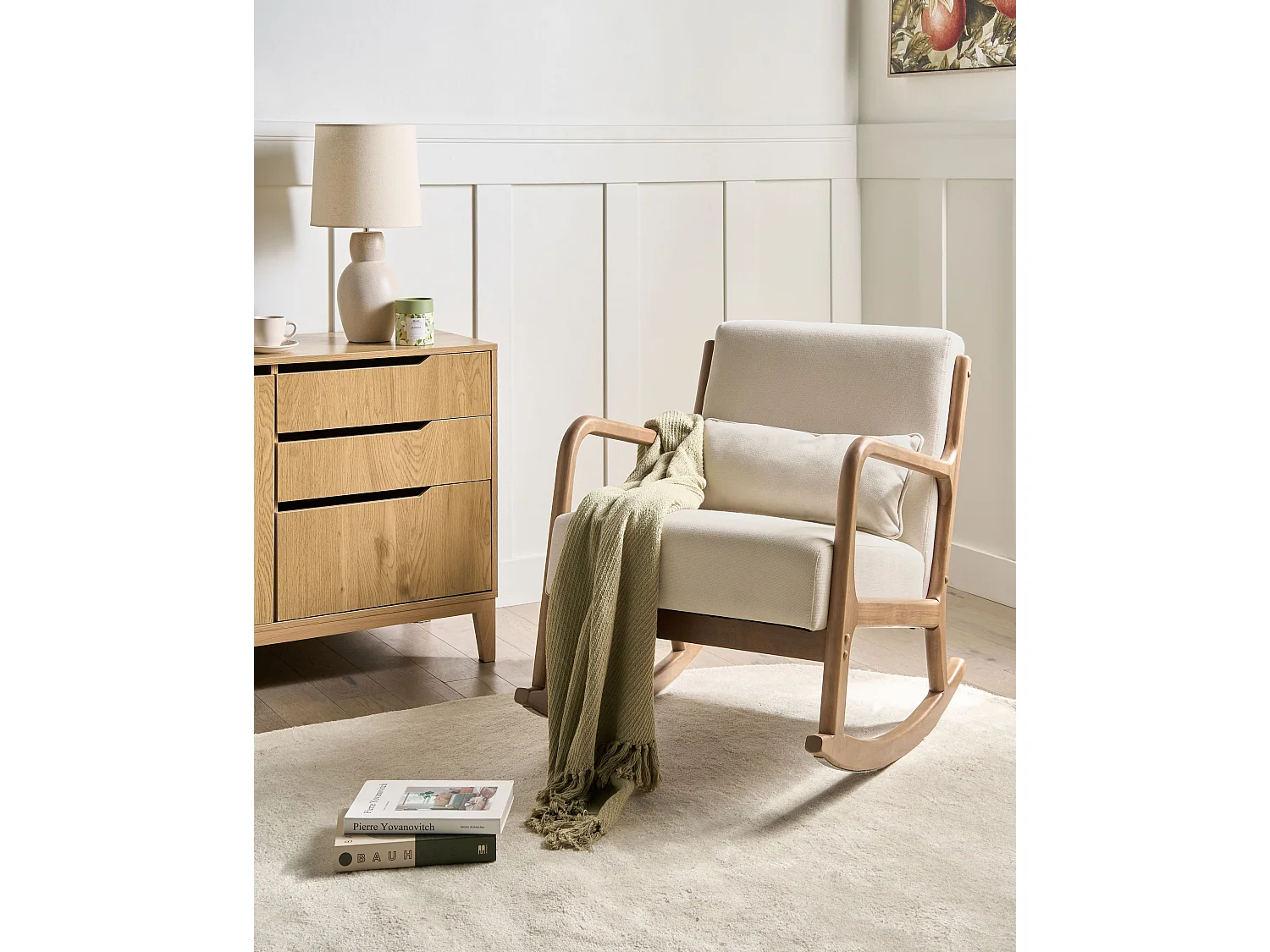 Rocking Chair SKOVDE Fabric Light Beige