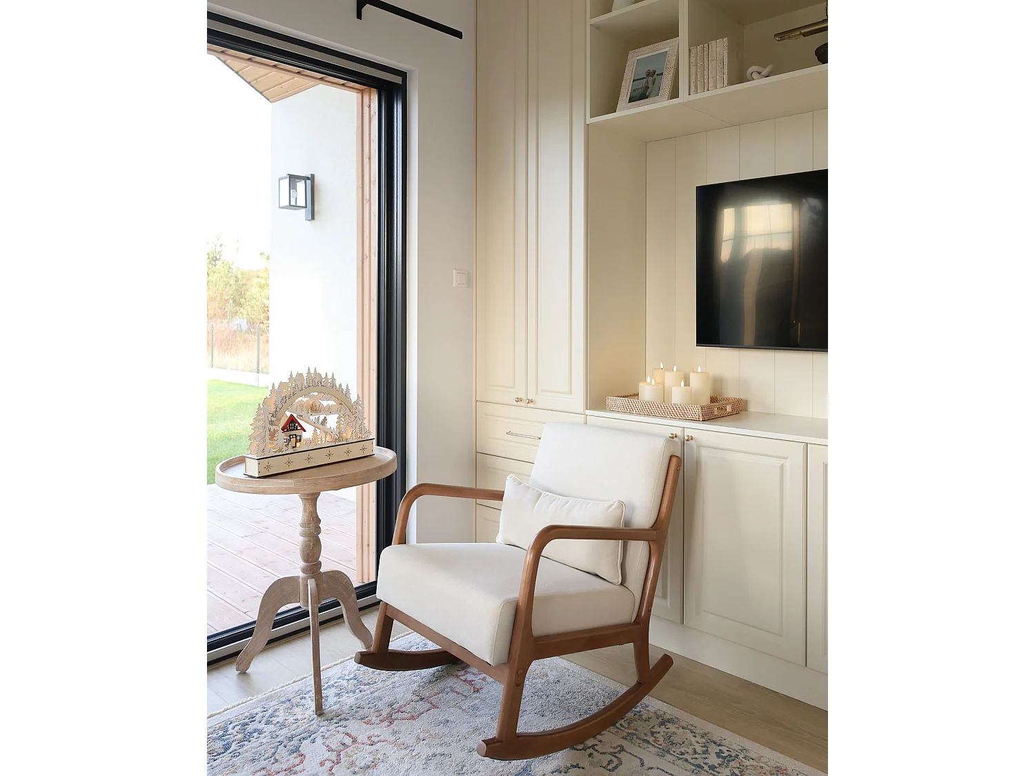 Fauteuil à bascule SKOVDE Tissu Beige clair