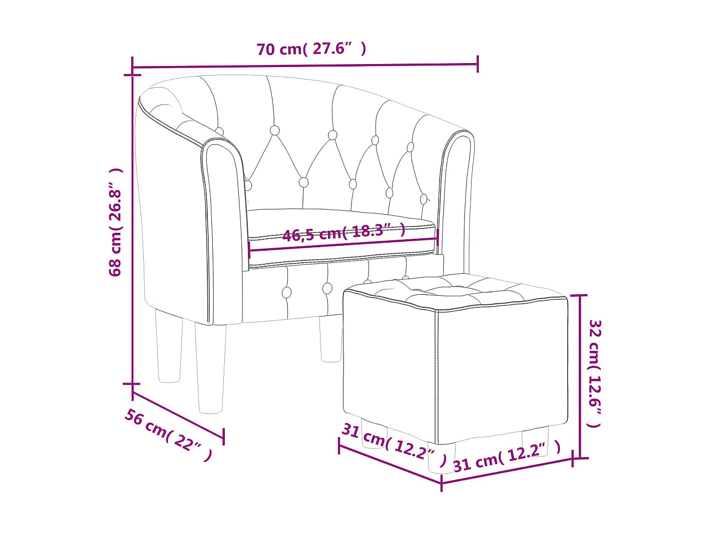 Fauteuil lounge assise confortable PVC grise 70 x 56 x 68 cm DEC026424
