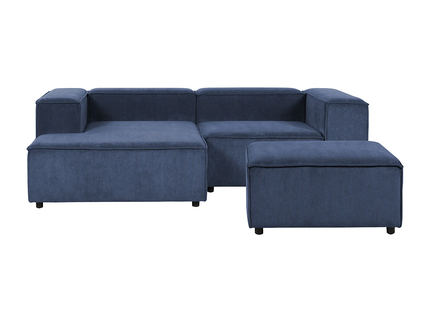 Canapé d'angle modulable 3 places ARDAL Velours côtelé Bleu foncé Côté droit