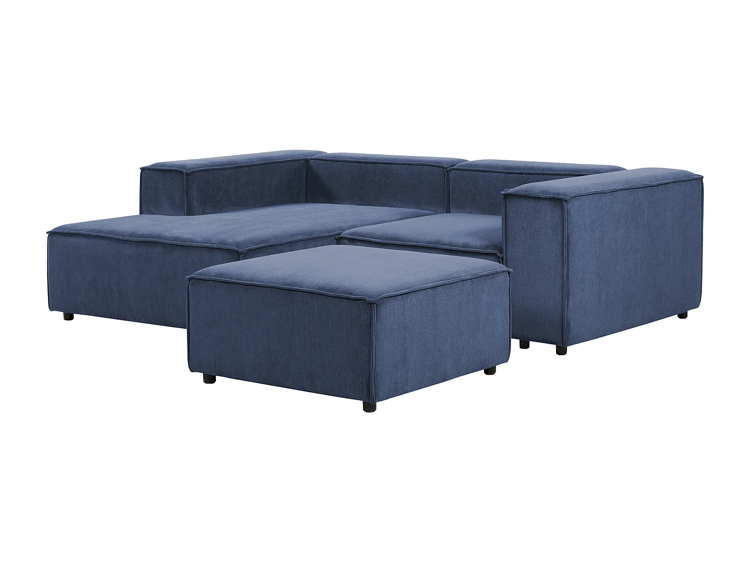 Canapé d'angle modulable 3 places ARDAL Velours côtelé Bleu foncé Côté droit